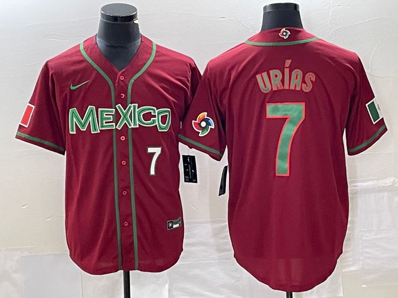 Men 2023 World Cub Mexico #7 Urias Red green Nike MLB Jersey11->more jerseys->MLB Jersey